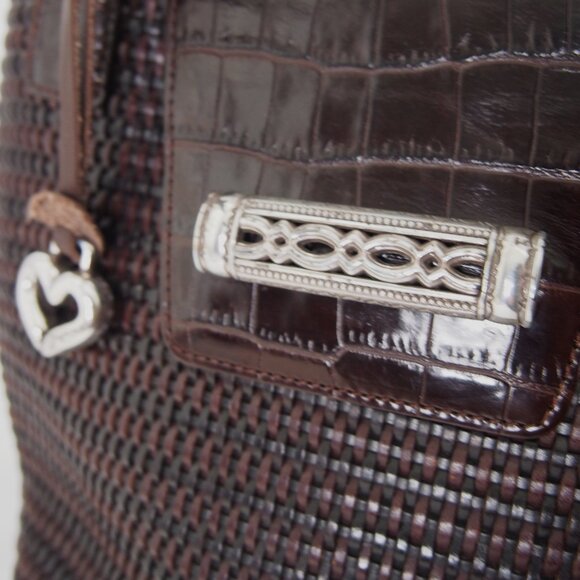 Vintage Brighton Crocodile/Basket Weave Brown Shoulder Bag with Hangtag - Picture 4 of 16